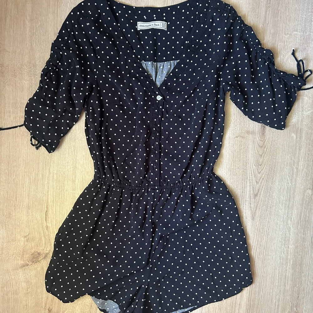 Abercrombie & Fitch Black Polka Dot Romper